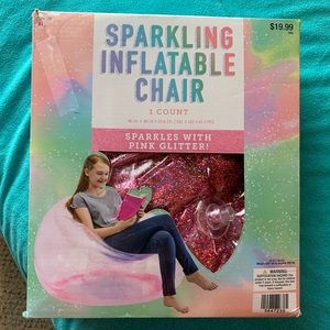 Pink Sparkling Glitter Inflatable Chair New
